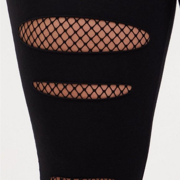 ❤NWT VINTAGE TORRID DESTRUCTED LEGGING - FISHNET MESH BACK SPLIT -  PLUS SIZE - Picture 4 of 10